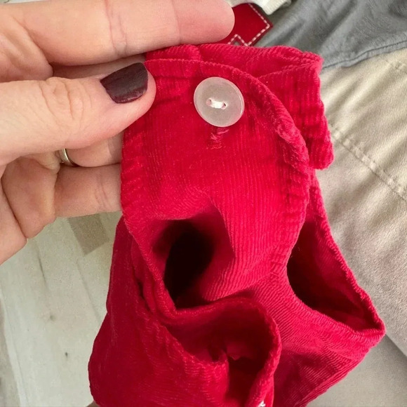 Vintage red corduroy overalls jon jon long toddler boy holidays jumpsuit - Picture 5 of 6